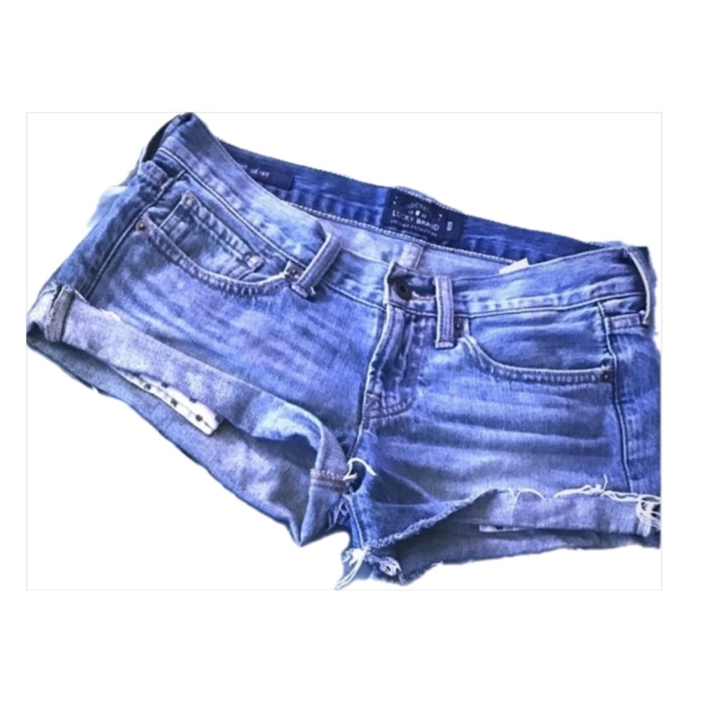 Lucky Brand western cowgirl Americana cut off denim blue jeans short shorts